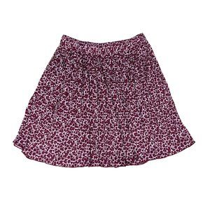 Loft Maroon Purple Floral Pleated Mini Skirt